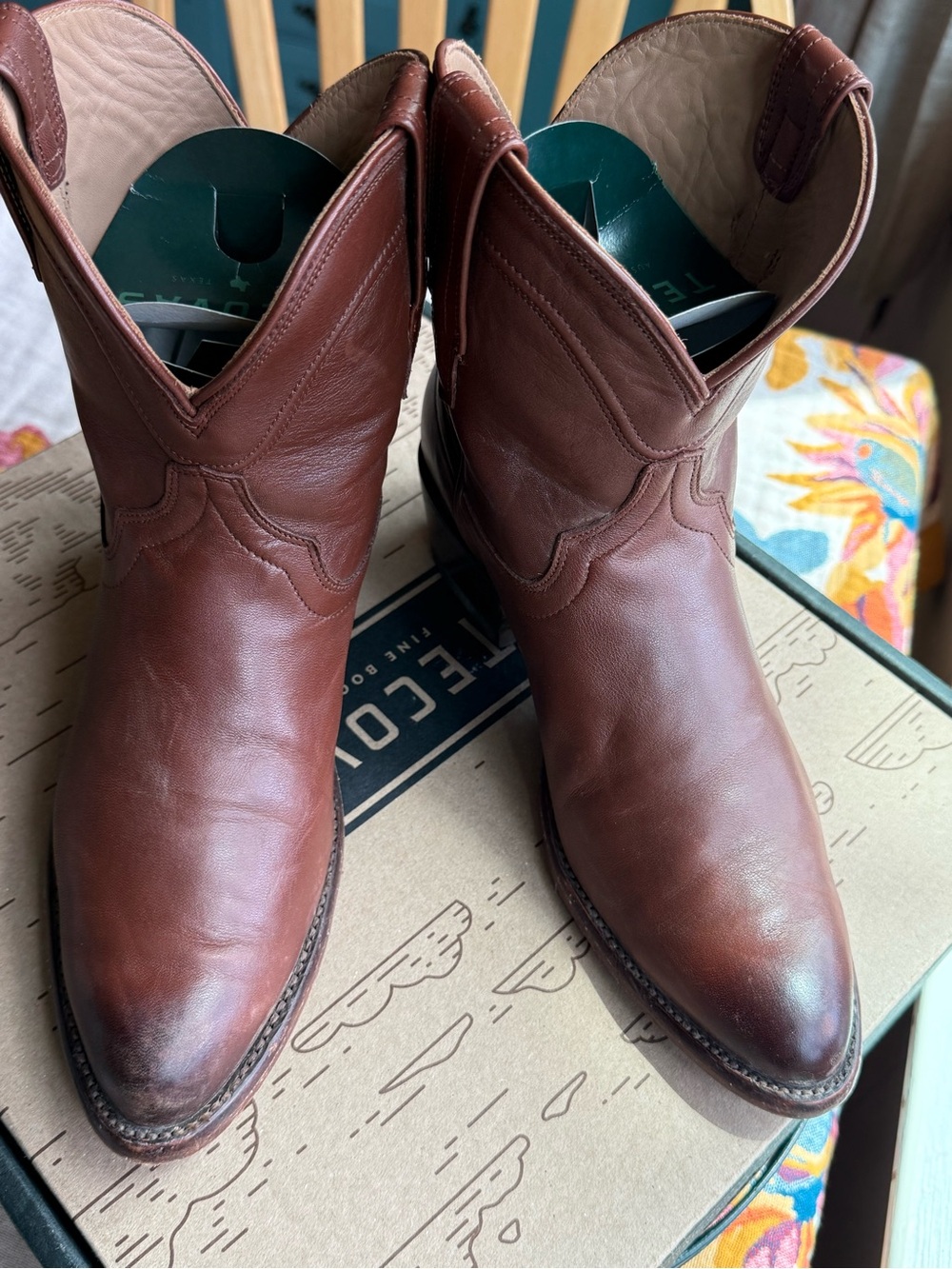 Tecovas Penny Bourbon Leather Women’s Western Pull-On Boots - Picture 2 of 6